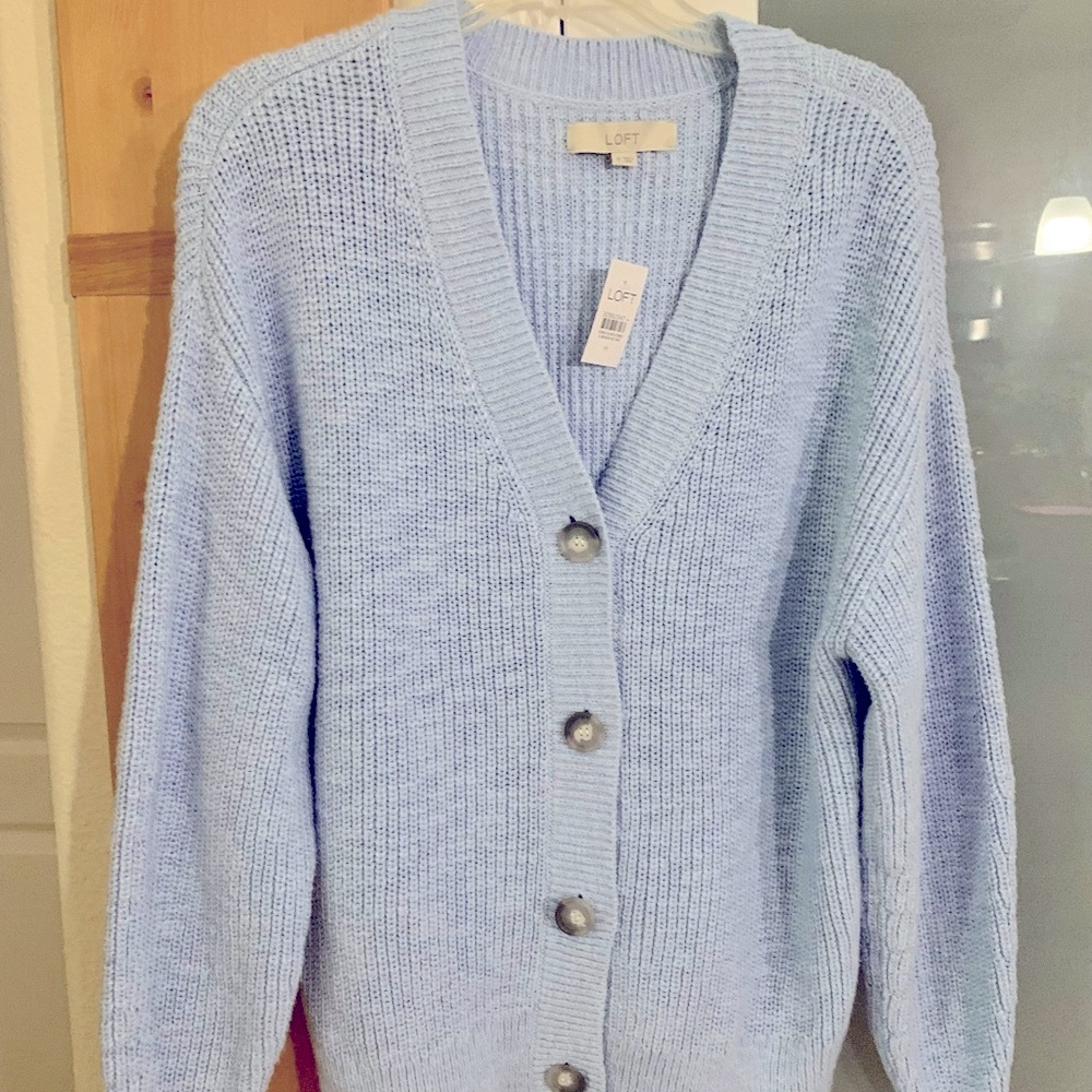 NWT Loft Soft Blue Cardigan size Medium